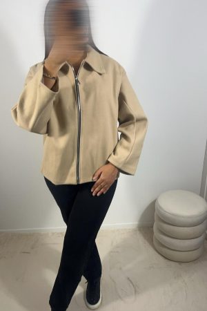 Veste à col camel